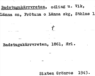 Bild på arkivkortet för arkivposten Badstugukärrvreten