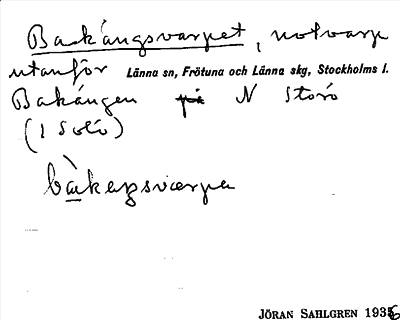 Bild på arkivkortet för arkivposten Bakängsvarpet