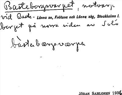 Bild på arkivkortet för arkivposten Bastebergsvarpet