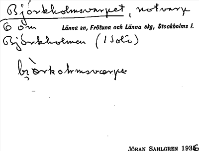 Bild på arkivkortet för arkivposten Björkholmsvarpet
