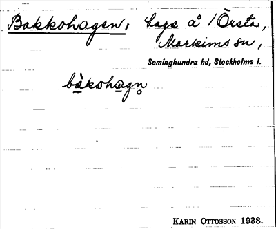 Bild på arkivkortet för arkivposten Bakkohagen