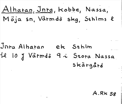 Bild på arkivkortet för arkivposten Alharan, Inra