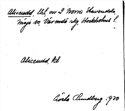 Bild på arkivkortet för arkivposten Aliceudd