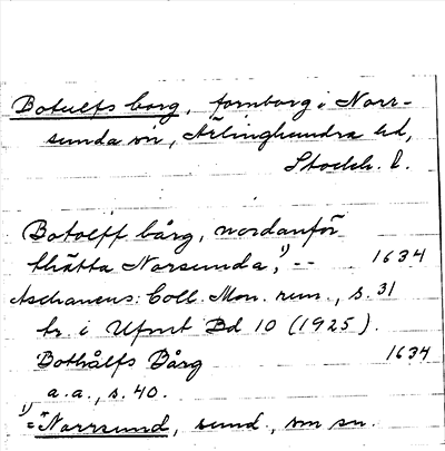 Bild på arkivkortet för arkivposten Botulfs borg