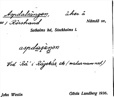 Bild på arkivkortet för arkivposten Aspdalsängen