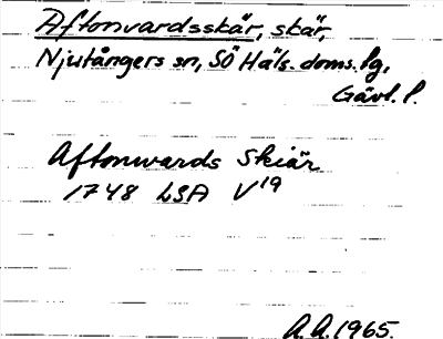 Bild på arkivkortet för arkivposten Aftonvardsskär