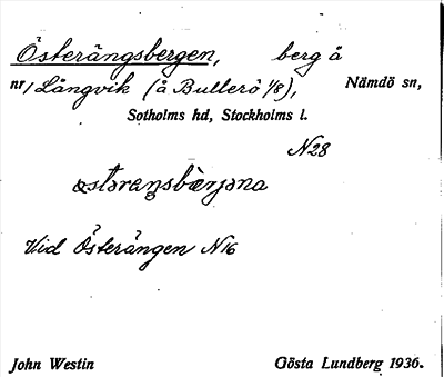 Bild på arkivkortet för arkivposten Österängsbergen