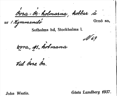 Bild på arkivkortet för arkivposten Övra-Ös-holmarna