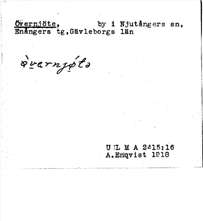 Bild på arkivkortet för arkivposten Övernjöte