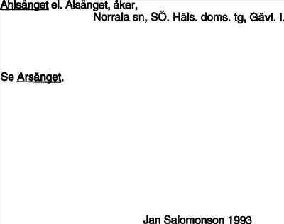 Bild på arkivkortet för arkivposten Ahlsänget, se Arsänget