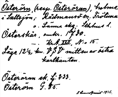 Bild på arkivkortet för arkivposten Österörn, (resp.Österöran)