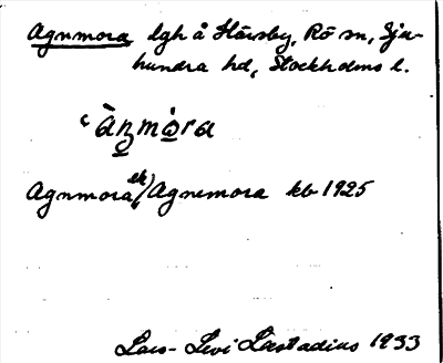 Bild på arkivkortet för arkivposten Agnmora