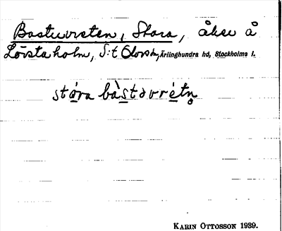 Bild på arkivkortet för arkivposten Bastuvreten, Stora