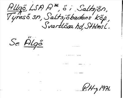 Bild på arkivkortet för arkivposten Allgö, se Älgö