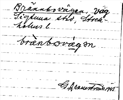 Bild på arkivkortet för arkivposten Brännbovägen