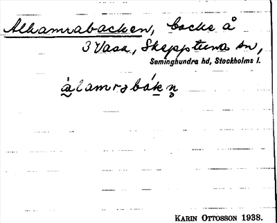 Bild på arkivkortet för arkivposten Alhamrabacken