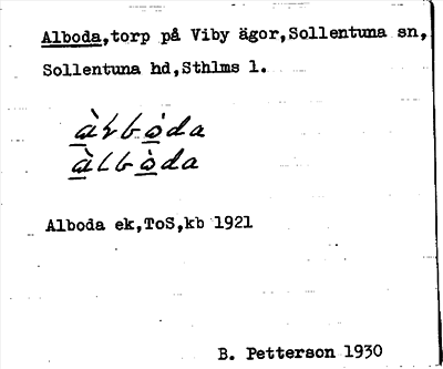 Bild på arkivkortet för arkivposten Alboda
