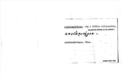 Bild på arkivkortet för arkivposten Annelundsvägen