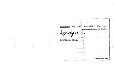 Bild på arkivkortet för arkivposten Aspvägen