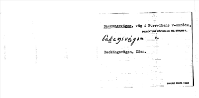 Bild på arkivkortet för arkivposten Backängsvägen