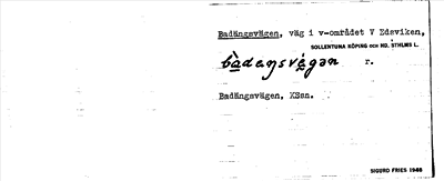 Bild på arkivkortet för arkivposten Badängsvägen