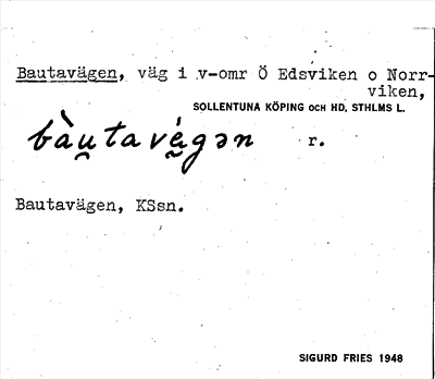 Bild på arkivkortet för arkivposten Bautavägen