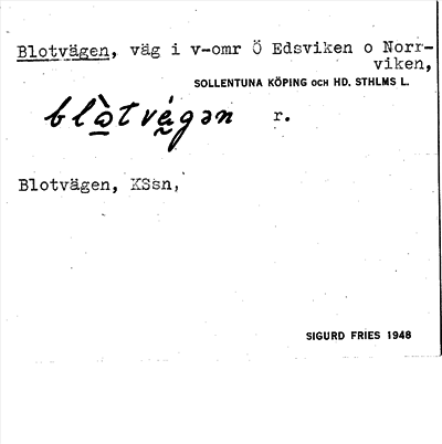 Bild på arkivkortet för arkivposten Blotvägen