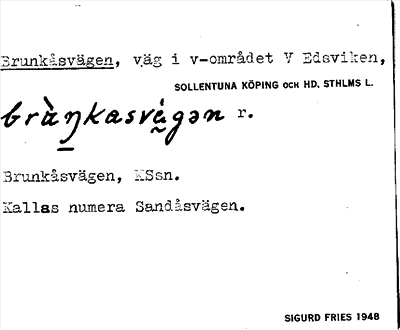 Bild på arkivkortet för arkivposten Brunkåsvägen