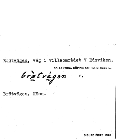Bild på arkivkortet för arkivposten Brötvägen