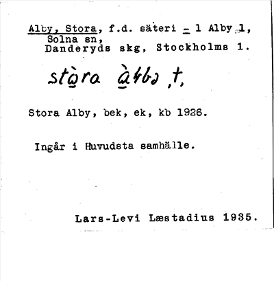 Bild på arkivkortet för arkivposten Alby, Stora