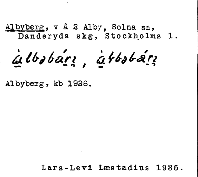 Bild på arkivkortet för arkivposten Albyberg