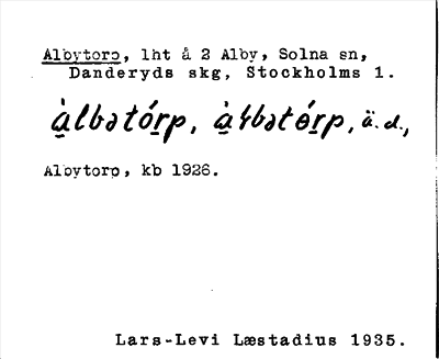 Bild på arkivkortet för arkivposten Albytorp