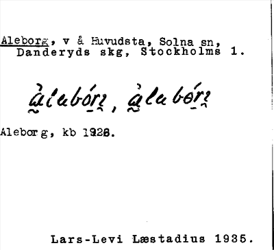 Bild på arkivkortet för arkivposten Aleborg