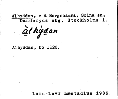 Bild på arkivkortet för arkivposten Alhyddan