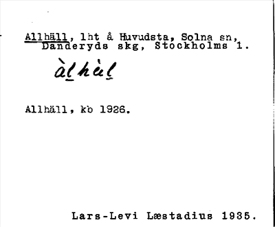 Bild på arkivkortet för arkivposten Allhäll