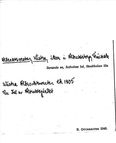 Bild på arkivkortet för arkivposten Albrektsvreten, Västra