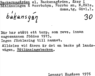 Bild på arkivkortet för arkivposten Backarnsgården