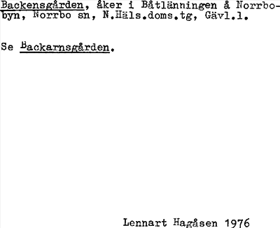 Bild på arkivkortet för arkivposten Backensgården
