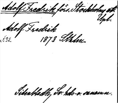 Bild på arkivkortet för arkivposten Adolf Fredrik