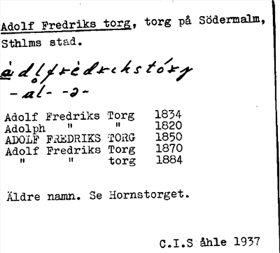 Bild på arkivkortet för arkivposten Adolf Fredriks torg