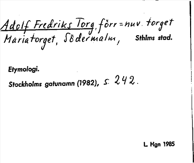 Bild på arkivkortet för arkivposten Adolf Fredriks Torg