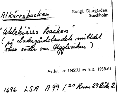Bild på arkivkortet för arkivposten Alkärrsbacken