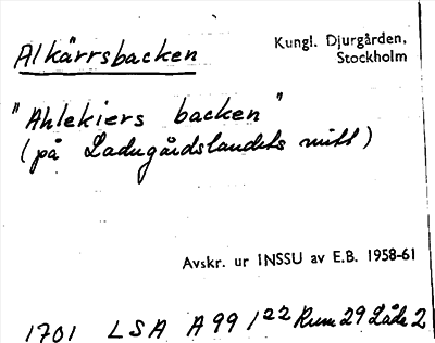 Bild på arkivkortet för arkivposten Alkärrsbacken