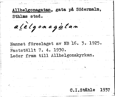 Bild på arkivkortet för arkivposten Allhelgonagatan