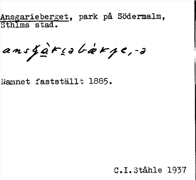 Bild på arkivkortet för arkivposten Ansgarieberget