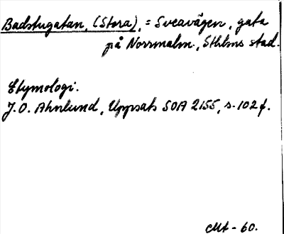 Bild på arkivkortet för arkivposten Badstugatan, (Stora)
