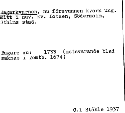 Bild på arkivkortet för arkivposten Bagarkvarnen