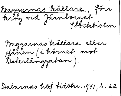 Bild på arkivkortet för arkivposten Baggarnas källare