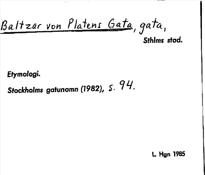 Bild på arkivkortet för arkivposten Baltzar von Platens Gata