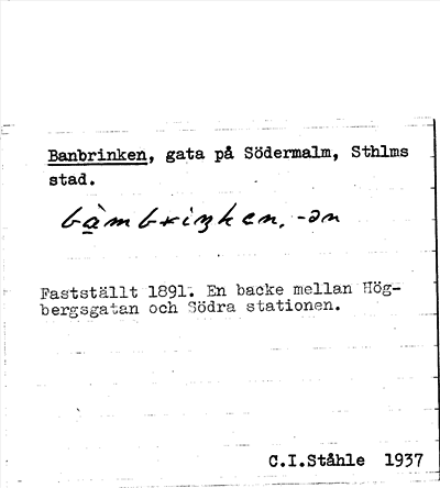 Bild på arkivkortet för arkivposten Banbrinken